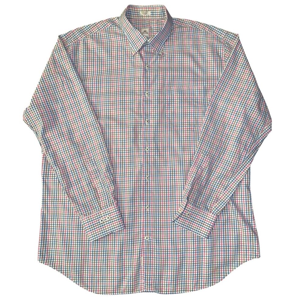 Peter Millar Shirt Mens XL Pink Blue Cotton Check Long Sleeve Easter Golf Preppy